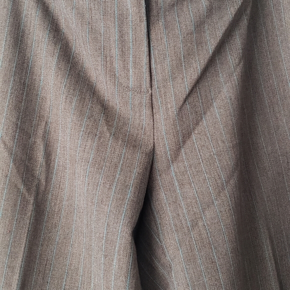 Laundry by Shelli Segal slacks taupe brown with aqua pinstripes size 4 - Picture 5 of 6